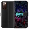 Pikkukuva 1 / 3: Yhteensopiva Lompakkokotelo Samsung Galaxy S20 FE Pelaamisesta inspiroitunut abstrakti neonlogo, jossa on räjähtäviä muotoja ja dynaamista energiaa
