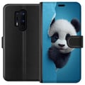 Pikkukuva 1 / 3: Yhteensopiva Lompakkokotelo OnePlus 8 Pro Suloinen panda kurkistaa paperin läpi pehmeässä 3D-kuvituksessa