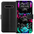 Miniatyrbillede 1 af 3: Kompatibel Tegnebogsetui til Samsung Galaxy S10+ Tre aber kunst – Graffitiinspireret neonmotiv ser ingenting, hører ingenting, siger ingenting