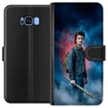 Miniatyrbillede 1 af 3: Kompatibel Tegnebogsetui til Samsung Galaxy S8 Stranger Things-portræt med baseballbat, lyn og dramatisk baggrund