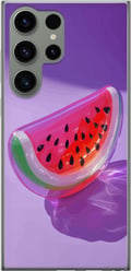 Miniatyrbilde 1 av 3: Kompatibelt Mobildeksel til Samsung Galaxy S23 Ultra Vannmelon i glassstil mot lilla bakgrunn, frisk sommerlig design med saftig og moderne følelse