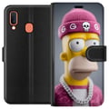 Miniatyrbillede 1 af 2: Kompatibel Tegnebogsetui til Samsung Galaxy A20e Homer Simpson-inspireret figur med lyserød beanie, kæde og streetstil, perfekt til fans af The Simps