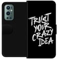 Miniatyrbilde 1 av 3: Kompatibelt Lommeboketui til OnePlus 9 Pro Svart-hvitt tekstdesign med budskapet Trust Your Crazy Idea i kraftfull penselstil som inspirerer til mot,