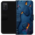Miniatyrbilde 1 av 2: Kompatibelt Lommeboketui til Samsung Galaxy A03s Flytende abstrakte former i blått med varm glød