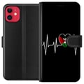 Miniatyrbilde 1 av 3: Kompatibelt Lommeboketui til Apple iPhone 11 Palestina-hjerte med EKG-linje flaggfarger svart rød hvit grønn sterk symbol for kjærlighet og frihet