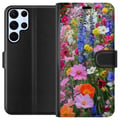 Miniatyrbillede 1 af 3: Kompatibel Tegnebogsetui til Samsung Galaxy S22 Ultra 5G Blomstret mobilcover med sommerlig eng og naturmotiv