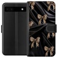 Pikkukuva 1 / 3: Yhteensopiva Lompakkokotelo Google Pixel 6a Leoparditäplät mustalla silkillä, ylellinen kuviointi eksklusiivisella muotitunnelmalla, täydellinen sinu