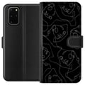 Miniatyrbilde 1 av 3: Kompatibelt Lommeboketui til Samsung Galaxy S20+ Abstrakte ansikter strekunst i hvitt på mørk bakgrunn moderne minimalistisk stil for kunstelskere
