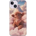 Miniatyrbillede 1 af 3: Kompatibel Mobilcover til Apple iPhone 14 Plus Sød kalv blandt skyer drømmeagtigt rosa design med bløde farver varm følelse af ro tryghed glæde og fa