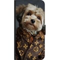 Miniatyrbillede 3 af 3: Kompatibel Tegnebogsetui til OnePlus 9 Pro Lille hund i luksusjakke, elegant og sjovt design til modeelskere og hundeejere med stil