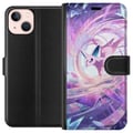 Pikkukuva 1 / 3: Yhteensopiva Lompakkokotelo Apple iPhone 13 mini Espeon Pokémon -kuvitus – Taianomainen violetti aihe kristalleineen ja tähtineen