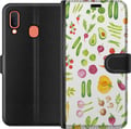 Miniatyrbild 1 av 2: Kompatibelt Plånboksfodral till Samsung Galaxy A20e Veggies pattern vegetables avocado tomato cucumber broccoli healthy food poster kök design retro