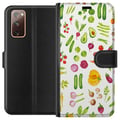 Miniatyrbild 1 av 3: Kompatibelt Plånboksfodral till Samsung Galaxy S20 FE Veggies pattern vegetables avocado tomato cucumber broccoli healthy food poster kök design retr