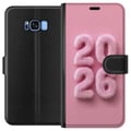 Miniatyrbild 1 av 2: Kompatibelt Plånboksfodral till Samsung Galaxy S8 Rosa fluff 2026 text i pastell modern nyårstrend med mjuk design perfekt för dekoration och personl