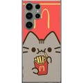 Miniatyrbilde 1 av 3: Kompatibelt Mobildeksel til Samsung Galaxy S23 Ultra Søt Pusheen-lignende katt med pommes frites i McDonald’s-stil – humoristisk og sjarmerende motiv