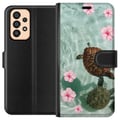 Pikkukuva 1 / 3: Yhteensopiva Lompakkokotelo Samsung Galaxy A33 5G Kilpikonnat ja hibiskukset trooppinen kukkia ja vettä sisältävä design rauhallinen lomatunnelma mer