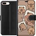 Miniatyrbild 1 av 3: Kompatibelt Plånboksfodral till Apple iPhone 8 Plus Capybara Frame Friends Lekfull design med små capybaror i rutor med stjärnor och beige bakgrund