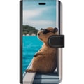 Pikkukuva 3 / 3: Yhteensopiva Lompakkokotelo Samsung Galaxy S23 Kapybara meren rannalla aurinkolasit päässä, humoristinen ja viehättävä design rennolla lomatunnelmall