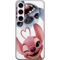 Pikkukuva 1 / 3: Yhteensopiva Puhelinkuori Samsung Galaxy S23 Leikkisät Stitch ja Angel lähikuvassa suurine nauruineen ja sydämenmuotoisine yksityiskohtineen luovat v