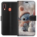 Pikkukuva 1 / 2: Yhteensopiva Lompakkokotelo Samsung Galaxy A20e Stitch lumiukko talvi söpö sininen avaruusolento kawaii joulu kodikas lumi söpö loma suloinen juliste