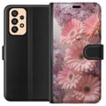 Pikkukuva 1 / 3: Yhteensopiva Lompakkokotelo Samsung Galaxy A33 5G Vaaleanpunaiset kukat kukkakuvioinen design