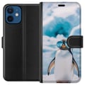 Miniatyrbilde 1 av 3: Kompatibelt Lommeboketui til Apple iPhone 12 Pingvin med briller morsomt vinterdesign humoristisk kald stil med is hav og en trendy moderne følelse a