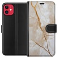 Miniatyrbilde 1 av 3: Kompatibelt Lommeboketui til Apple iPhone 11 Hvit marmor med gullårer, elegant og luksuriøst design perfekt for deg som elsker stil og klasse