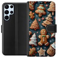 Pikkukuva 1 / 3: Yhteensopiva Lompakkokotelo Samsung Galaxy S22 Ultra 5G Piparkakut kuusien, ukkojen ja tähtien muotoisina, koristeltuina kuorrutteella kodikkaan talv