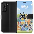 Miniatyrbillede 1 af 3: Kompatibel Tegnebogsetui til Samsung Galaxy S21+ 5G Bluey mobilcover med hele familien i farverigt design