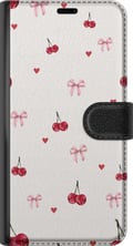Miniatyrbild 3 av 3: Kompatibelt Plånboksfodral till Samsung Galaxy S20 Cherry Hearts and Bows med körsbär rosa rosetter och hjärtan i charmig och gullig design