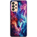 Pikkukuva 1 / 3: Yhteensopiva Puhelinkuori Samsung Galaxy A33 5G Intensiivinen susi, jonka kasvojen ympärillä on sinistä ja oranssia tulta voimakkaassa fantasiakuvitu
