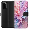 Pikkukuva 1 / 3: Yhteensopiva Lompakkokotelo Samsung Galaxy S20+ Pastelliroiske-design – Abstrakti taide vaaleanpunaisessa, sinisessä ja violetissa värikuviossa