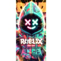 Miniatyrbillede 4 af 4: Kompatibel Tegnebogsetui til Apple iPhone 13 Pro Neonfarvet Roblox-inspireret hoodiefigur med lysende effekter og energifyldt baggrund, kraftfuld gam