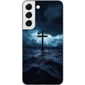 Miniatyrbillede 1 af 3: Kompatibel Mobilcover til Samsung Galaxy S22 5G Kors i stormfuldt hav dramatisk kristent maleri med kors og bølger religiøst motiv ocean himmel tro k