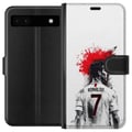 Pikkukuva 1 / 3: Yhteensopiva Lompakkokotelo Google Pixel 6a Ronaldo Red Energy -aihe, jossa Cristiano Ronaldo on tyylitellyssä puna-valkoisessa designissa ja ilme on