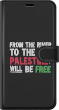 Miniatyrbilde 3 av 3: Kompatibelt Lommeboketui til Samsung Galaxy A33 5G Palestina-budskap med teksten From the river to the sea, flaggfarger, et sterkt symbol på håp og f
