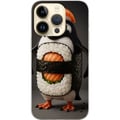 Pikkukuva 1 / 3: Yhteensopiva Puhelinkuori Apple iPhone 14 Pro Sushipingviinidesign – Luova kawaii-aihe, jossa on lohta, riisiä ja merilevää
