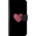Miniatyrbillede 3 af 3: Kompatibel Tegnebogsetui til Apple iPhone 12 Håndtegnet lyserødt hjerte på sort minimalistisk baggrund