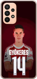Miniatyrbillede 1 af 3: Kompatibel Mobilcover til Samsung Galaxy A23 Viktor Gyökeres Arsenal 14 Fodboldinspireret design med Gyökeres i rød kamptrøje nummer 14