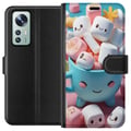 Pikkukuva 1 / 3: Yhteensopiva Lompakkokotelo Xiaomi 12 Kawaii marshmallow smile kawaii-design, jossa on suloisia hahmoja kupissa, värikäs ja iloinen tyyli
