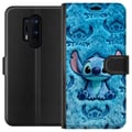 Miniatyrbilde 1 av 3: Kompatibelt Lommeboketui til OnePlus 8 Pro Stitch sitter på et fluffy blått mønster med ansiktet og ørene sine gjentatt som tekstur, noe som skaper e