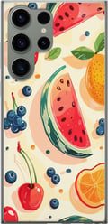 Miniatyrbillede 1 af 3: Kompatibel Mobilcover til Samsung Galaxy S23 Ultra Frugtmønster med vandmelon, citrusfrugter og bær i en legende illustration