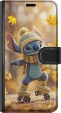 Pikkukuva 3 / 3: Yhteensopiva Lompakkokotelo Apple iPhone 11 Syksyn inspiroima Stitch rullaluistimilla pipon huivin ja lehtien kanssa lämminhenkinen suloinen kuvitus