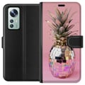 Pikkukuva 1 / 3: Yhteensopiva Lompakkokotelo Xiaomi 12 Disco Pineapple ananas peilimosaiikissa pop-taide vaaleanpunainen tausta kimalteleva trooppinen design