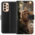 Miniatyrbilde 1 av 3: Kompatibelt Lommeboketui til Samsung Galaxy A33 5G Katt som klatrer i juletre med snøfall, koselig vinterdesign perfekt for katte- og juleelskere
