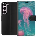 Pikkukuva 1 / 3: Yhteensopiva Lompakkokotelo Samsung Galaxy S23 Vaaleanpunaiset meduusat kirkkaansinisessä meressä, maaginen vedenalainen design, jossa on rauhallinen