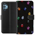 Miniatyrbillede 1 af 3: Kompatibel Tegnebogsetui til Samsung Galaxy A32 5G Among Us-mønster med farverige figurer i rummet, legende gamingmotiv til Among Us-fans