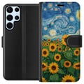 Pikkukuva 1 / 3: Yhteensopiva Lompakkokotelo Samsung Galaxy S22 Ultra 5G Auringonkukkapeltotaide – Van Goghin inspiroima maalaus tähtikirkkaalla taivaalla