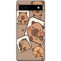 Miniatyrbild 1 av 3: Kompatibelt Mobilskal till Google Pixel 6a Capybara Frame Friends Lekfull design med små capybaror i rutor med stjärnor och beige bakgrund