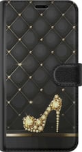 Pikkukuva 3 / 3: Yhteensopiva Lompakkokotelo Samsung Galaxy A32 5G Ylellinen kultainen korkokenkä jalokivimäisillä yksityiskohdilla